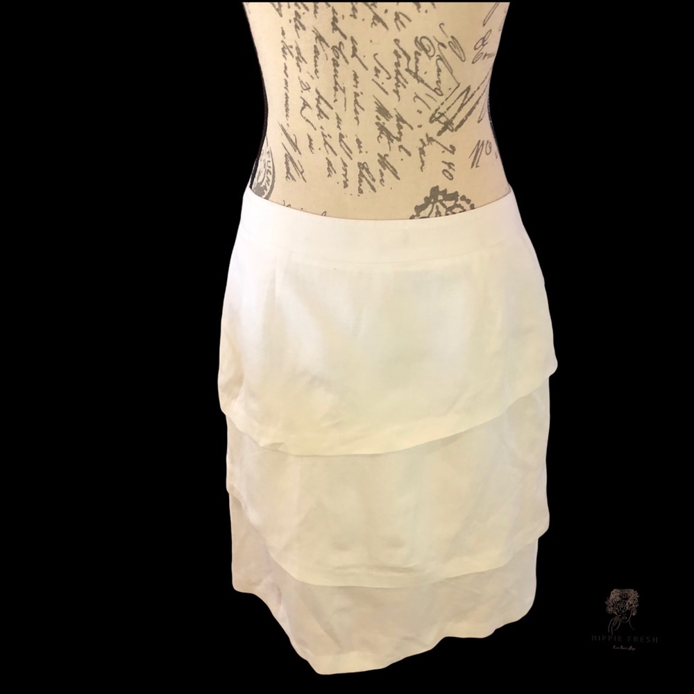Adrienne Vittadini Tiered White Linen Blend Pencil Skirt NWTags Size 4